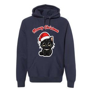 Meowy Christmas Holiday Cat Kitten Kitty Premium Hoodie