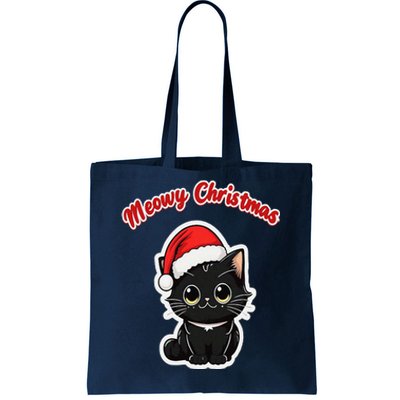 Meowy Christmas Holiday Cat Kitten Kitty Tote Bag