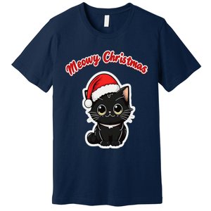 Meowy Christmas Holiday Cat Kitten Kitty Premium T-Shirt