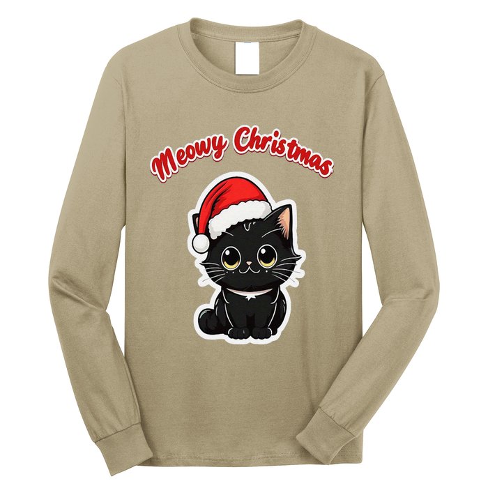 Meowy Christmas Holiday Cat Kitten Kitty Long Sleeve Shirt