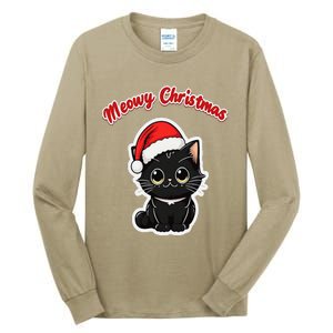 Meowy Christmas Holiday Cat Kitten Kitty Tall Long Sleeve T-Shirt