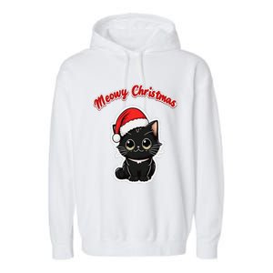 Meowy Christmas Holiday Cat Kitten Kitty Garment-Dyed Fleece Hoodie