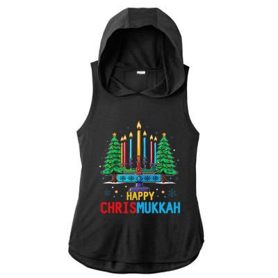 Merry Chrismukkah Happy Christmas Hanukkah Ladies PosiCharge Tri-Blend Wicking Draft Hoodie Tank