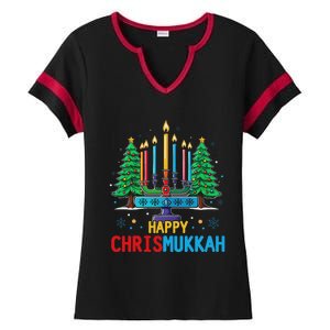 Merry Chrismukkah Happy Christmas Hanukkah Ladies Halftime Notch Neck Tee