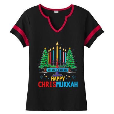 Merry Chrismukkah Happy Christmas Hanukkah Ladies Halftime Notch Neck Tee