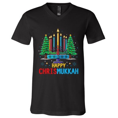 Merry Chrismukkah Happy Christmas Hanukkah V-Neck T-Shirt