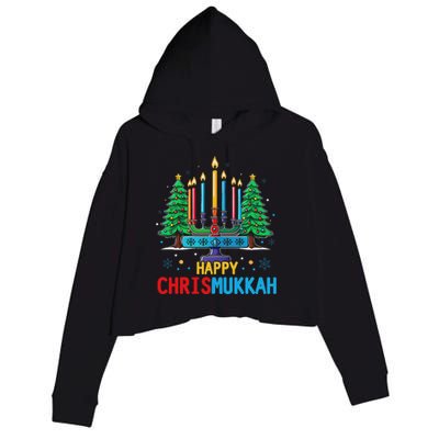 Merry Chrismukkah Happy Christmas Hanukkah Crop Fleece Hoodie