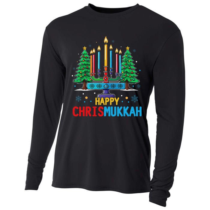 Merry Chrismukkah Happy Christmas Hanukkah Cooling Performance Long Sleeve Crew