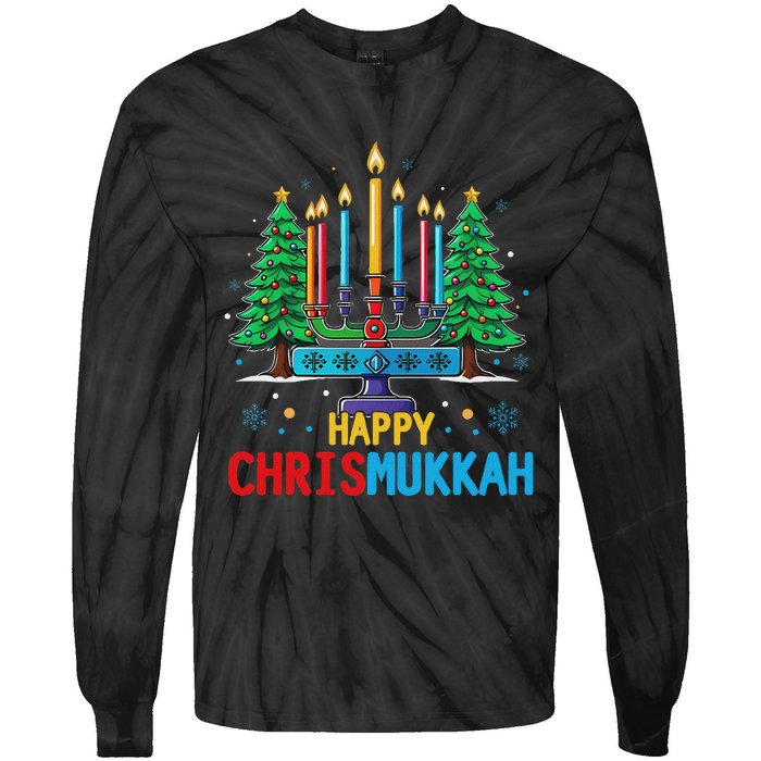 Merry Chrismukkah Happy Christmas Hanukkah Tie-Dye Long Sleeve Shirt