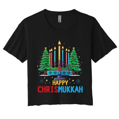 Merry Chrismukkah Happy Christmas Hanukkah Women's Crop Top Tee