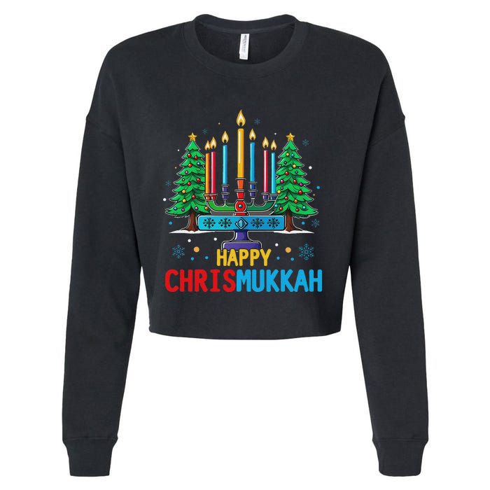 Merry Chrismukkah Happy Christmas Hanukkah Cropped Pullover Crew