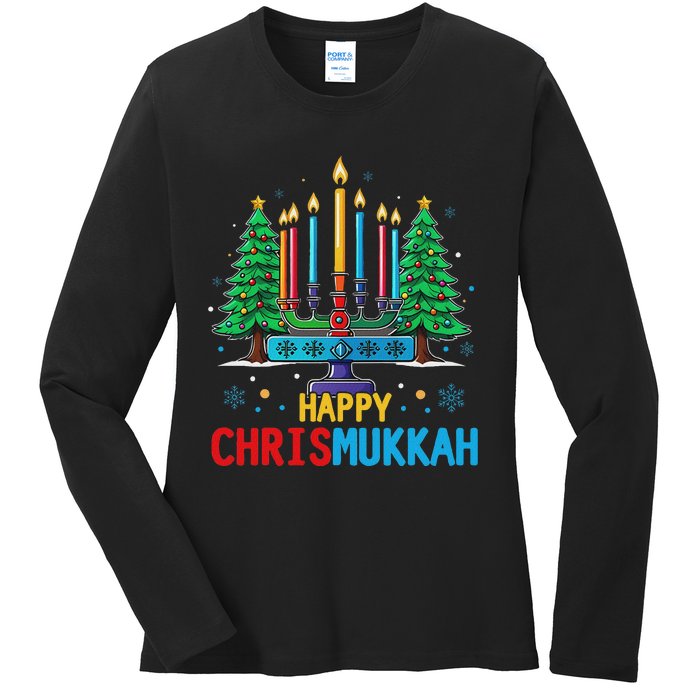 Merry Chrismukkah Happy Christmas Hanukkah Ladies Long Sleeve Shirt