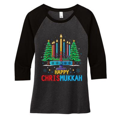 Merry Chrismukkah Happy Christmas Hanukkah Women's Tri-Blend 3/4-Sleeve Raglan Shirt