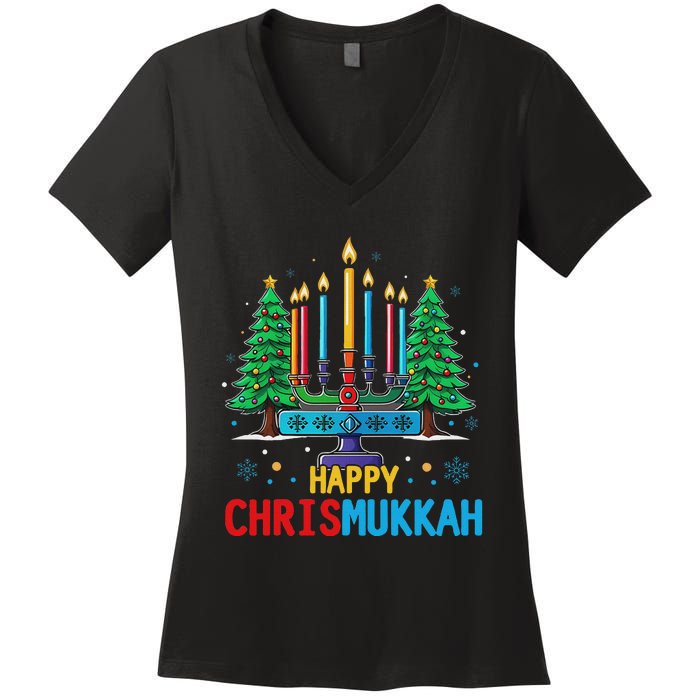 Merry Chrismukkah Happy Christmas Hanukkah Women's V-Neck T-Shirt