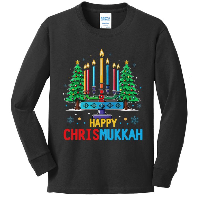 Merry Chrismukkah Happy Christmas Hanukkah Kids Long Sleeve Shirt