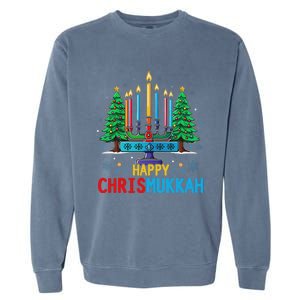 Merry Chrismukkah Happy Christmas Hanukkah Garment-Dyed Sweatshirt