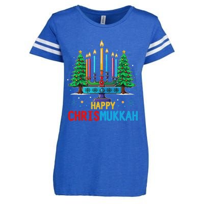 Merry Chrismukkah Happy Christmas Hanukkah Enza Ladies Jersey Football T-Shirt