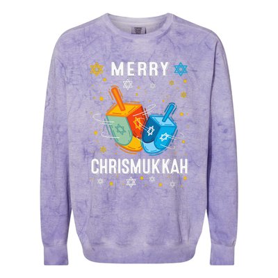 Merry Chrismukkah Hanukkah Chanukah Menorah Jewish Christmas Colorblast Crewneck Sweatshirt