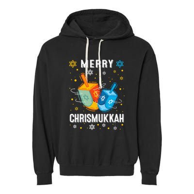 Merry Chrismukkah Hanukkah Chanukah Menorah Jewish Christmas Garment-Dyed Fleece Hoodie