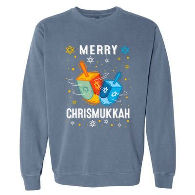 Merry Chrismukkah Hanukkah Chanukah Menorah Jewish Christmas Garment-Dyed Sweatshirt