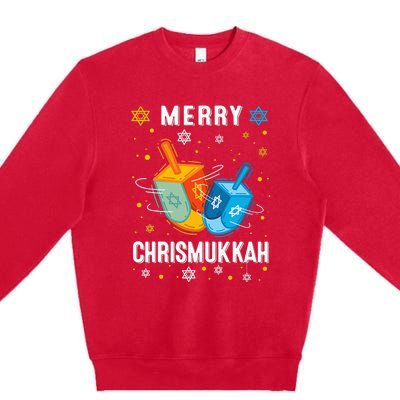 Merry Chrismukkah Hanukkah Chanukah Menorah Jewish Christmas Premium Crewneck Sweatshirt