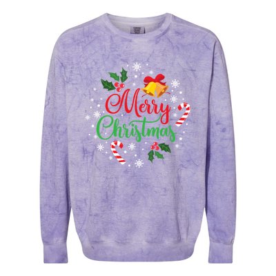 Merry Christmas Happy Family Xmas Gift Idea Colorblast Crewneck Sweatshirt