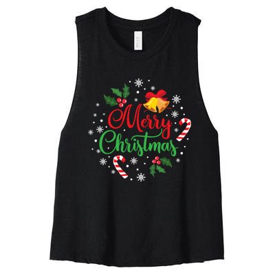 Merry Christmas Happy Family Xmas Gift Idea Women's Racerback Cropped Tank