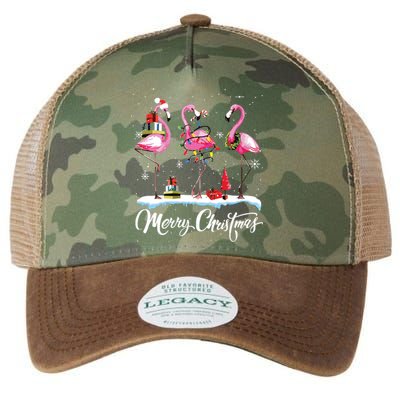 Merry Christmas Hat Santa Flamingo Light Snow Xmas Pajamas Legacy Tie Dye Trucker Hat