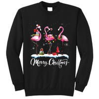 Merry Christmas Hat Santa Flamingo Light Snow Xmas Pajamas Sweatshirt