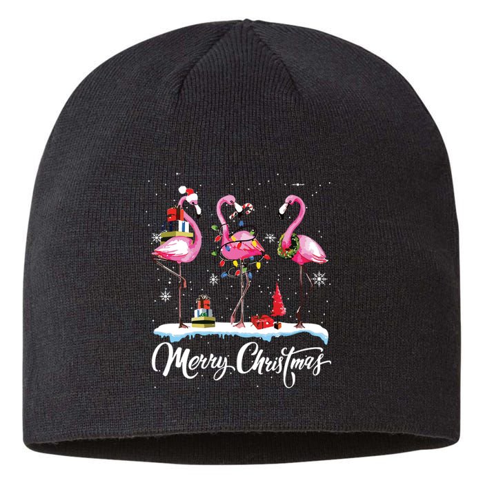 Merry Christmas Hat Santa Flamingo Light Snow Xmas Pajamas Sustainable Beanie