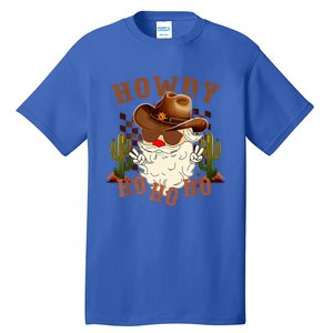 Merry Christmas Howdy Santa Claus Retro Western Cow Xmas Cool Gift Tall T-Shirt