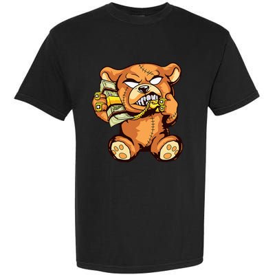 Money Calling Hip Hop Teddy Bear Gangster Rap Drip Swag Dope Garment-Dyed Heavyweight T-Shirt