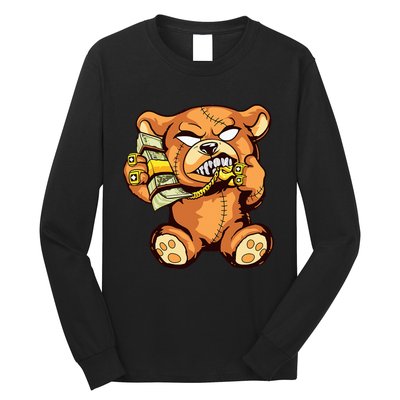 Money Calling Hip Hop Teddy Bear Gangster Rap Drip Swag Dope Long Sleeve Shirt