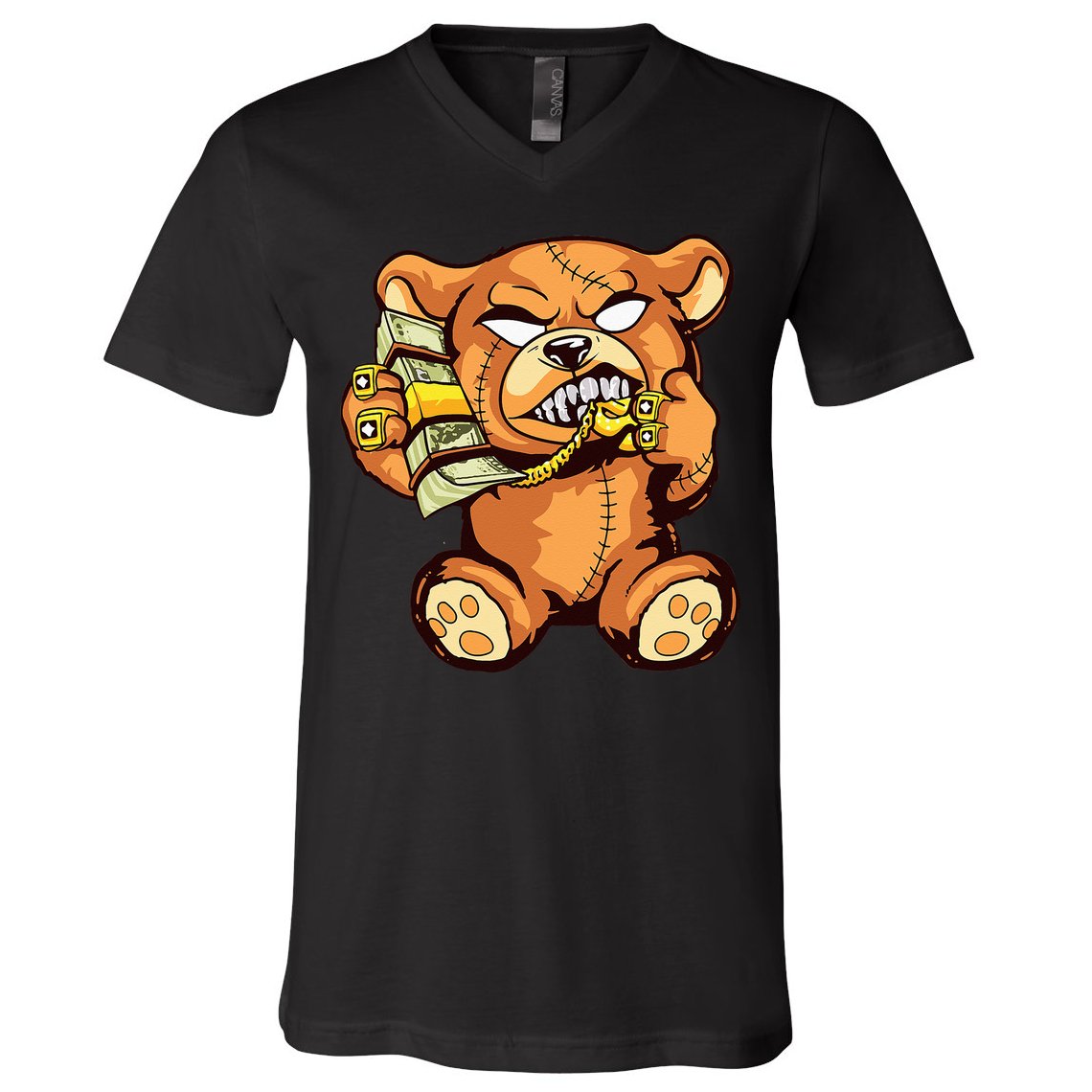 Money Calling Hip Hop Teddy Bear Gangster Rap Drip Swag Dope V-Neck T-Shirt