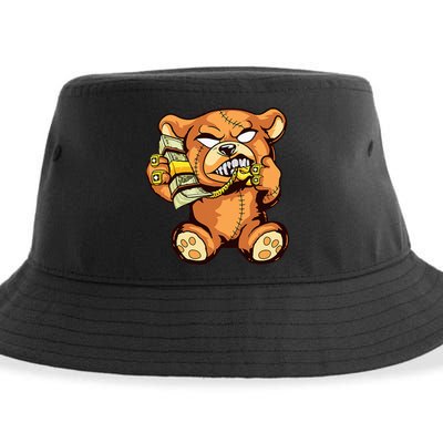 Money Calling Hip Hop Teddy Bear Gangster Rap Drip Swag Dope Sustainable Bucket Hat
