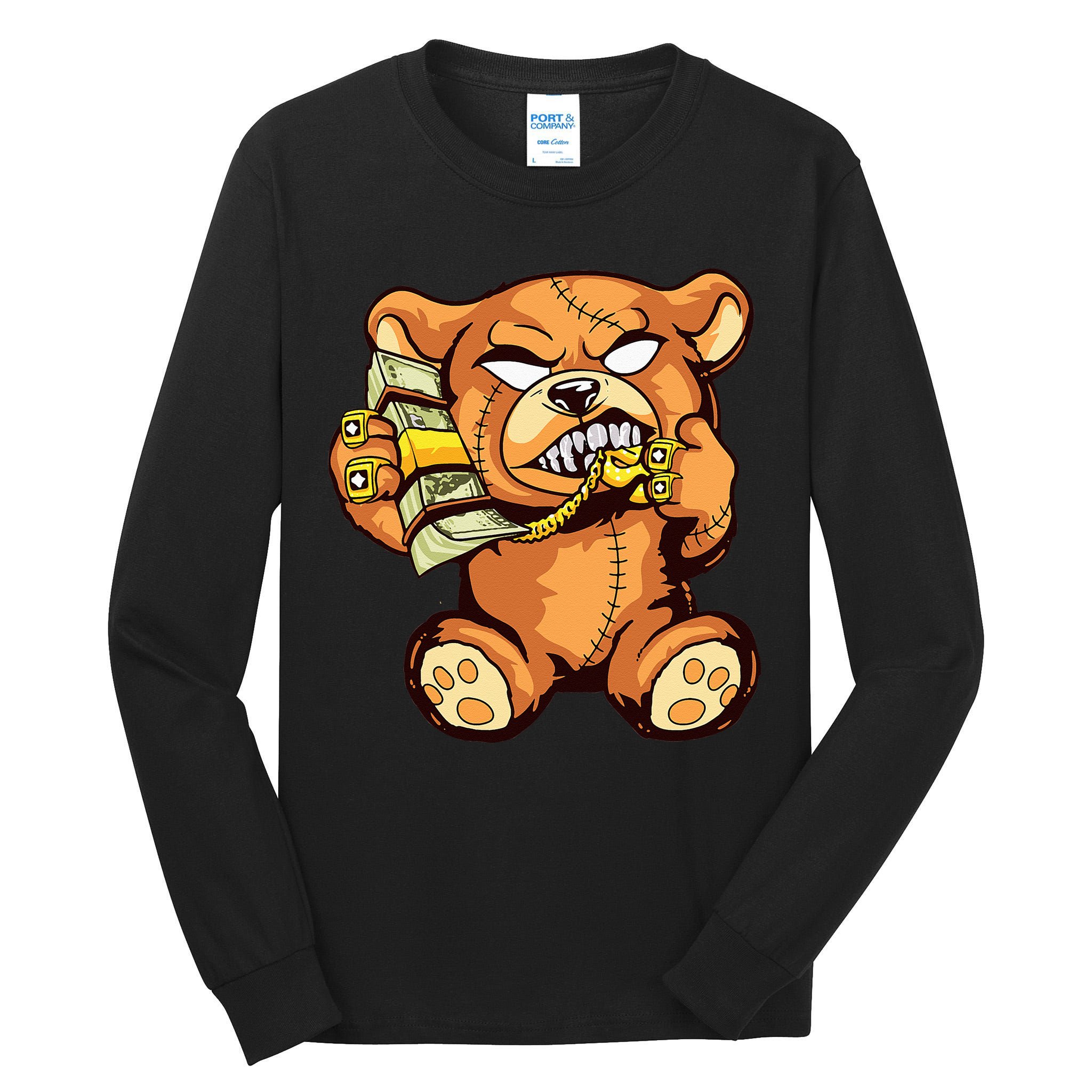 Money Calling Hip Hop Teddy Bear Gangster Rap Drip Swag Dope Tall Long Sleeve T-Shirt