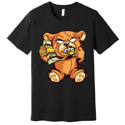 Money Calling Hip Hop Teddy Bear Gangster Rap Drip Swag Dope Premium T-Shirt