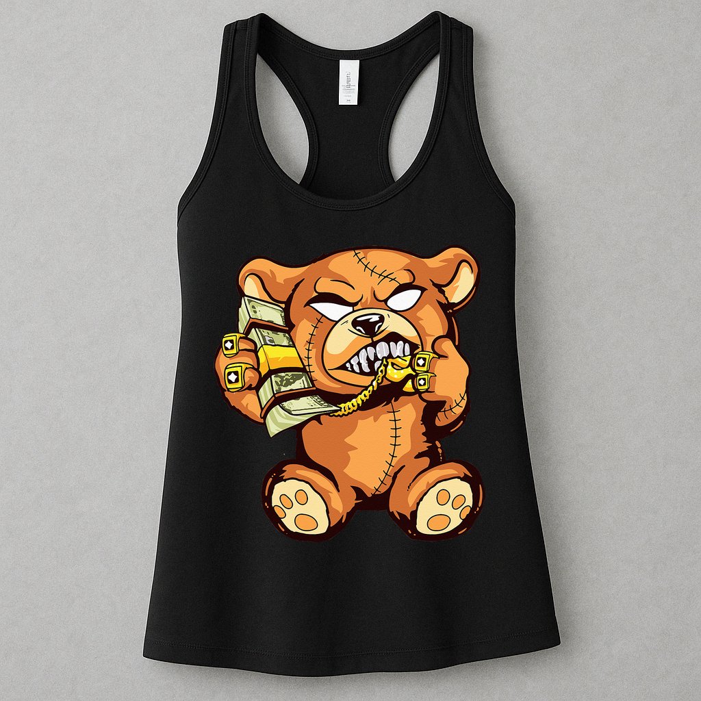 Money Calling Hip Hop Teddy Bear Gangster Rap Drip Swag Dope Womens Tank Top