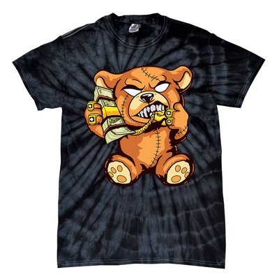 Money Calling Hip Hop Teddy Bear Gangster Rap Drip Swag Dope Tie-Dye T-Shirt