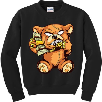 Money Calling Hip Hop Teddy Bear Gangster Rap Drip Swag Dope Kids Sweatshirt