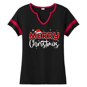 Merry Christmas Holiday Santa Festive Ladies Halftime Notch Neck Tee