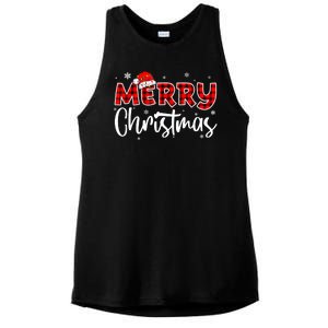 Merry Christmas Holiday Santa Festive Ladies PosiCharge Tri-Blend Wicking Tank