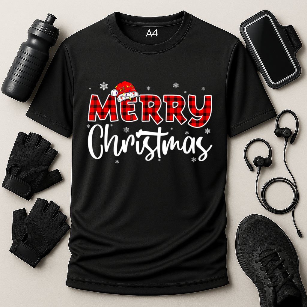 Merry Christmas Holiday Santa Festive Cooling Performance Crew T-Shirt