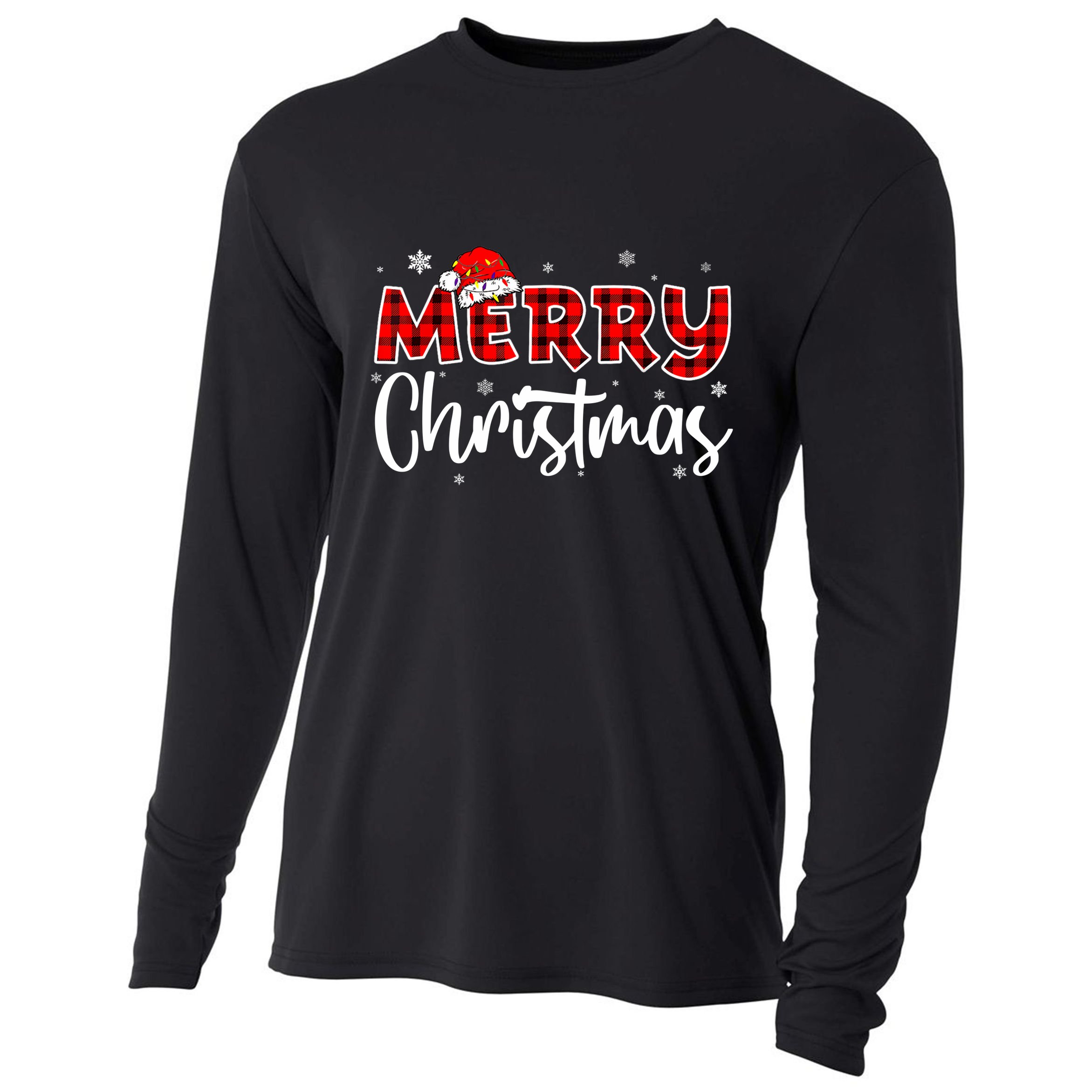 Merry Christmas Holiday Santa Festive Cooling Performance Long Sleeve Crew