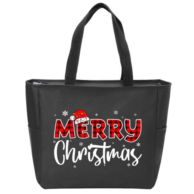 Merry Christmas Holiday Santa Festive Zip Tote Bag