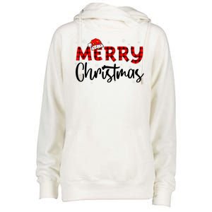 Merry Christmas Holiday Santa Festive Womens Funnel Neck Pullover Hood