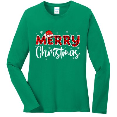 Merry Christmas Holiday Santa Festive Ladies Long Sleeve Shirt