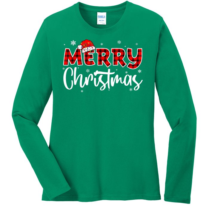 Merry Christmas Holiday Santa Festive Ladies Long Sleeve Shirt