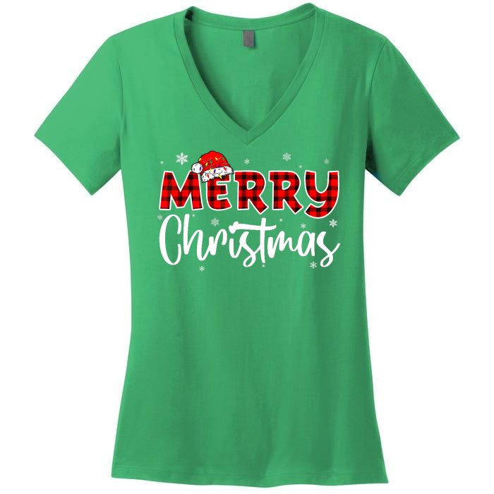 Merry Christmas Holiday Santa Festive Women's V-Neck T-Shirt