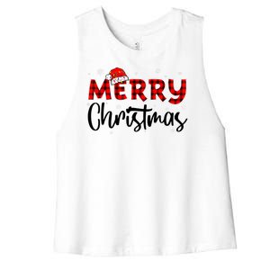 Merry Christmas Holiday Santa Festive Women's Racerback Cropped Tank